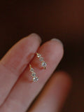 Daiiibabyyy Gold Plated Bright Zircon Earrings Light Luxury Earrings Jewelry 3 Crystals Earrings with Cubic Zirconia Gril Gifts