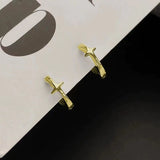 Daiiibabyyy  Cross Star Earrings Fashionable High Grade Mang Star Punk Earrings Simple Trendy Delicate Earrings Men's Women's Jewelry Gifts