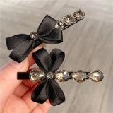 Daiiibabyyy  1/2 Pcs Ladies' Hair Clips Korean Bow Rhinestone Sweet Elegant Gentle Hair Pin Headwear Kawaii High-quality Hair Accessories