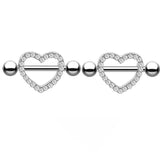 DAIIIBABYYY  -  1 Pair Stainless Steel Love Heart Shape Nipple Piercing Cubic Zirconia Butterfly Crown Barbell Tongue Piercing Body Jewelry