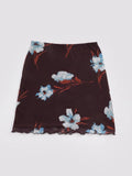 Daiiibabyyy  American Prairie Chic Flower Print Edible Tree Fungus Low Waist Gauze Vintage Skirts