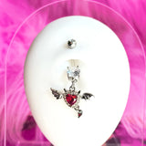 Daiiibabyyy  Y2K Jewelry Devil Angel Navel Ring Sexy Punk Charm Rivet Wings Red Crystal Navel Nail Body Piercing Accessories Goth