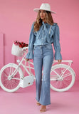 DAIIIBABYYY  -  Summer New European and American Micro-La Jeans Fashion Temperament Commuter Casual Long Jeans