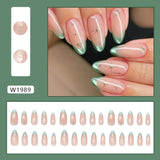 Daiiibabyyy  24pcs Manicure Long Almond False Nails Aurora Wave French Press on Nails Flower Starburst Detachable Fake Nials DIY