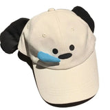 Daiiibabyyy  Simple Runny Nose Dog Baseball Cap Embroidery Korean Style Cartoon Sun Hat Y2k Sunscreen Peaked Cap Girl