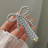 DAIIIBABYYY  -  Fashion Beaded Bow Telephone Wire Hairband Ponytail Braid Elastic Spiral Rubber Band Simple Hair Ties For Girls Hair Accessories