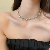 Daiiibabyyy  Fashion Metal Irregular Waterdrop Shape Pendant Necklaces for Women Gothic Hip Hop Clavicle Chain Chokers Statement Jewelry