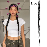 Daiiibabyyy  70cm Twist Braid Ponytail High Elastic Wig Women Hair Side Natural Wig Dreadlocks Black Hous Tail Hairpiece Hair Accessories