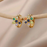 Daiiibabyyy  Charm Small Ear Buckle Rainbow Flower Hoop Earrings For Women Gold Silver Color Zircon Wedding Jewelry Mother's Day Gifts