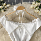 DAIIIBABYYY  -  Sexy pleated Off Shoulder Three-dimensional flower ruffle Dress Chic Vintage Evening Party Club  Women Chic puff dresses