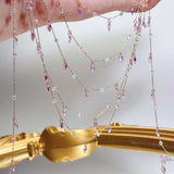 Daiiibabyyy  1 Meter Pink Purple Zircon Crystal Pendant Copper Chain for DIY Necklace Bracelet Clothing Chain Accessories
