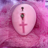 Daiiibabyyy  Punk Aesthetic Acrylic Cross Navel Bell Button Rings Sexy Accessories Body Piercing Goth Egirl Body Jewelry Fashion Navel Rings
