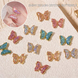Daiiibabyyy 4PCS Aurora Sequin Resin Butterfly Ice Transparent Crystal Rhinestone Sparkling Nail Diamond Ornament Nail Art Decorations