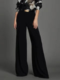 DAIIIBABYYY  -  Beauty Blue Black Women's Pants Office Lady Suit Pant New Fashion High-Waisted Pocket Loose Simple Button Female Wide-leg Pants
