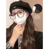 Daiiibabyyy  Women's Beret Hat Integrated Fashion Simulation Hair Extension Long Straight Fake Hair with Cap Asian Fiber Hats
