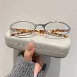 Daiiibabyyy  Retro Cat Eyes Metal Frame Sunglasses Street Photography Glasses Outdoor Travel Sun Protection Blue Light Blocking Eyeglasses