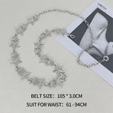 Daiiibabyyy  Fashion Golden Metal Waist Chain Belt High-End Luxury Brands Silver Stars Punk Gothic Y2K Waistband Designer Belts For Women