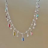 Daiiibabyyy  Romantic Colorful Rhinestones Tassel Necklaces for Women Bohemian Simple Zircon Heart Necklaces Y2K Friendship Jewelry Gifts