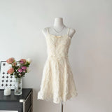 Daiiibabyyy  Sweet Feather Bow Dress Women Fashion Summer Chain Sling Robe Femme Vestidos Sexy Party Beach A-line Pleated Cute Dresses