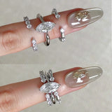Daiiibabyyy  New Trend Minimalist 3 Piece Sets Shining Shining Horse Eye Zircon Rings Women's Opening Adjustable Ring