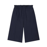 Daiiibabyyy  Women's Layered Decorative Waist Casual Shorts Navy Blue Waist Drawstring Wide Leg Knee Shorts Casual Culottes For Women TSP2