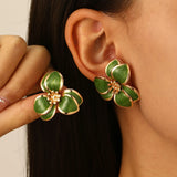 Daiiibabyyy  Exquisite Green Elf Ear Clip Shiny Butterfly Wings Rhinestone Crystal Flower Clip Earrings Tassel Waterdrop Forest Jewelry New