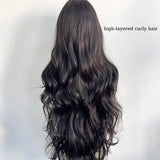 Daiiibabyyy  30inches Synthetic Women Wigs Loose Wave Hair Wigs with Middle-Part Bangs High-layered Wig Hairpiece for Women Daily Party Use