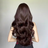 Daiiibabyyy  Chestnut Brown Long Curly Hair Synthetic Wig Medium Large Wave Korean Net Red Female Star Style Chemical Fiber Wig