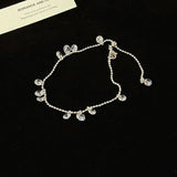 Daiiibabyyy  French Minimalist Zircon Crystal Tassel Clavicle Chain Bracelet Ring For Women Birthday Party Wedding Jewelry Gifts