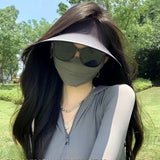 DAIIIBABYYY  -  Seamless Integrated Sunscreen Hat with UV Protection in Summer Foldable Ultra-light Empty Top Hat with Large Brim