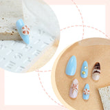 DAIIIBABYYYY  -  24pcs 3D Sea Shells Decor Fake Nails Ins Blue Sea Starfish Press on Nails Full Cover Wearable French Almond False Nail Tips