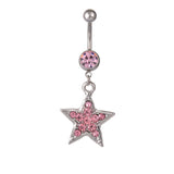 Daiiibabyyy  Korean Fashion Shiny Crystal Star Belly Rings Sexy Pink Cute Body Accessories Belly Piercing Y2K Charms Accessories