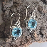 Daiiibabyyy  1 Pair of Elegant Retro Earrings Set with Blue Synthetic Zirconia, Suitable for Daily and Party Wear, Versatile Throughout