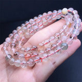 DAIIIBABYYY  -  6MM Natural Colored Rutilated Quartz Triple Circle Bracelet Women Healing Gemstone Crystal Strand Jewelry Gift 1PCS