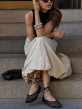 Daiiibabyyy  Leisure and comfortable fluffy flower bud spring and summer new half skirt fashion street photography simple half skirt