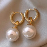 DAIIIBABYYY  -  sliver-plated Pearl Zircon Earring for Women Girl Party Gift Circular Temperament Banquet Jewelry