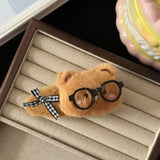 Daiiibabyyy  1pc Autumn new coffee colored glasses, teddy bear, clip, cute bangs, hair accessories clip