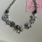 Daiiibabyyy  Punk Retro Button Star Pendant Necklace Trendy Delicate Silver Color Unisex Choker Personalised Luxury Jewelry for Women