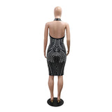 DAIIIBABYYY  -  Sexy Dresses for Woman Halter Backless Diamond Sheath Package Hips Mid Calf Elegant Evening Night Club Vestidos Mujer