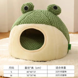 DAIIIBABYYY  -  Plush Warm Green Cat Dog Beds Nesting Basket Frog Shape Cartoon Cat Kennel Beds Pet Accessories