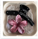 DAIIIBABYYY  -  2pcs Korean Polka Dot Hair Clip Claw For Women Sweet Bow  Flower Barrette Hairpin Acrylic temperament Hair  Accessories Gift