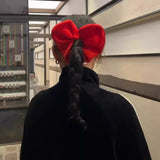 DAIIIBABYYY  -  New Year's festive red satin love hair band ball head rubber band hair rope low ponytail hair accessories headgear