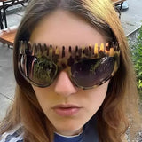 Daiiibabyyy  New Fashion Punk Black Headband Sunglasses High-End Sense Women's Sun Glasses Special Shape Outdoor Casual Sunglasses Decoration