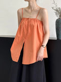 DAIIIBABYYY  -  Summer New Top with Western Style, Loose and Versatile, Solid Color, Girl's Sensation, Age Reducing Strap, Small Tank Top