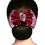 DAIIIBABYYYY  -  New Floral Lace Satin Bow Hair Net Barrette Bank Staff Flight Attendant Nurses Satin Hair Clip Net Snood Women Hair Accessories
