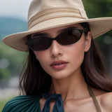 DAIIIBABYYY  -  Retro Oval Frame Sunglasses Fashion Personalized Trendy Small Frame Sunglasses Punk Cat Eyes Sunshade Sun Protection Glasses