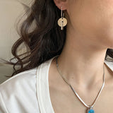 Daiiibabyyy  European and American Inlaid Rhinestone Round Pattern Pendant Drop Earring for Women  Niche High-end Girl Jewelry Wholesale