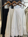 DAIIIBABYYY  -  Sweet Girl Japanese Hem Heavy Embroidery Lace Cotton Suspender Dress Women Summer Off-shoulder Simple Temperament Sling Dresses
