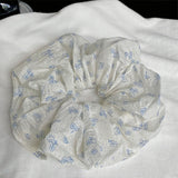 Daiiibabyyy  Gentle and cool blue small flower large intestine scrunchie retro fresh small floral women's hair accessories