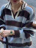 Daiiibabyyy  Retro Stylish Women's Knitted Sweater Loose Fit Overhead Neck Design Cashmere Autumn Winter Fashion Lazy Style Versatile Sweater